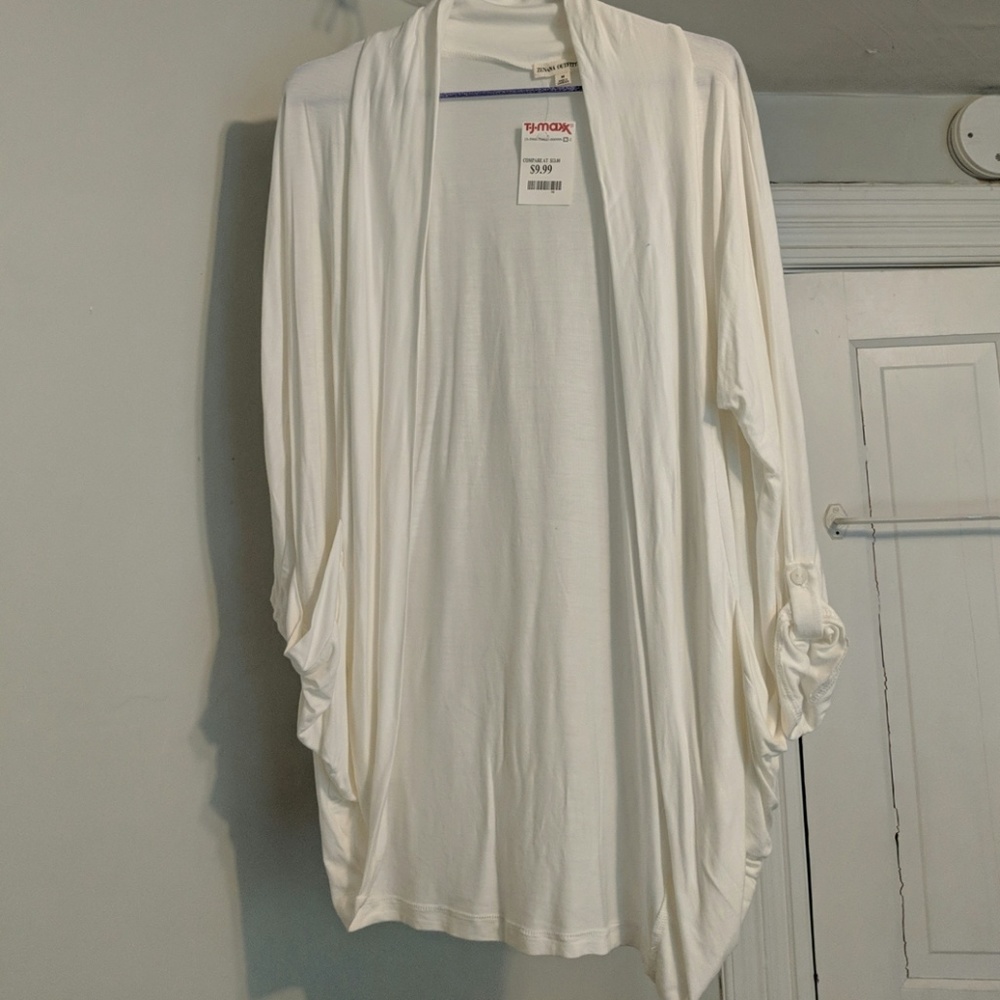White Open Front Cardigan